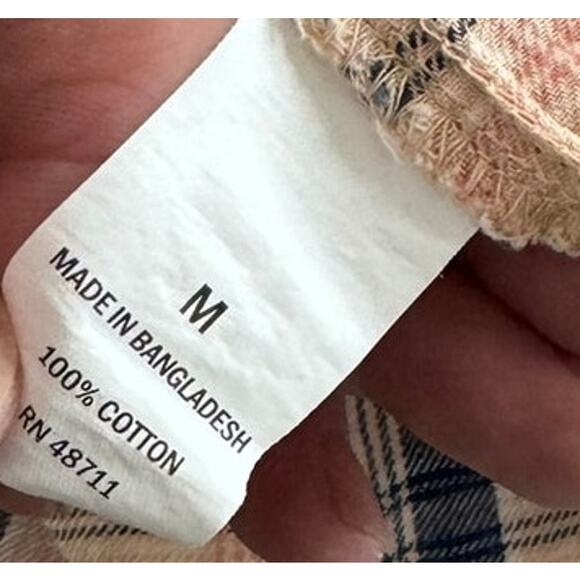 Falls Creek Womens Medium Button Front Plaid Shirt Pink Gray - Picture 4 of 6